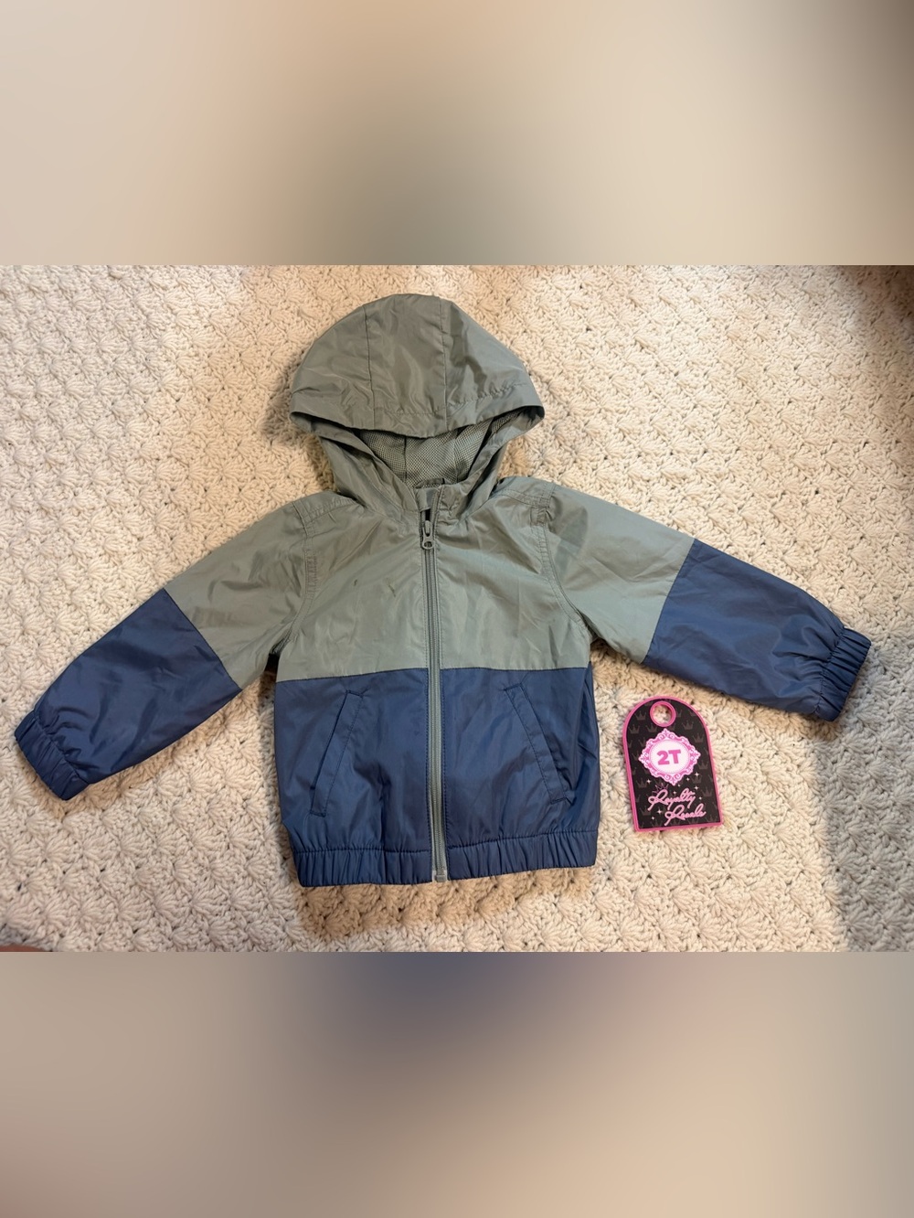 wonder nation Colorblock Hooded Raincoat - Gray & Navy
